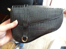 Handtasche Sattel Satteltasche schwarz Pferd Reiter Kunstleder schwarz 