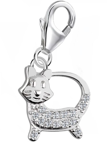 Zirkonia katze charm - zirkonia,