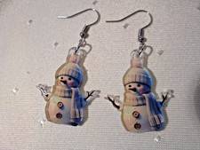 Ohrringe Weihnachten Schneemann Pudel Mütze Top Zustand