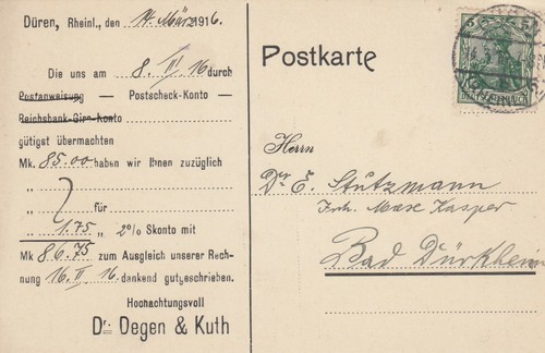 Düren postkarte 1916 dr - postkarte,