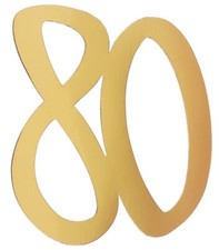 4 Deko-Zahlen '80' gold