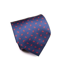 ROXY Ties Krawatte Blau Navy RotMikro Paisley Muster Allover 100% Seide TOP