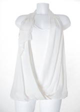 BCBGMAXAZRIA Top Bluse Seide Modal  Damen Gr. M in Perlweiß