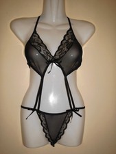 SeXy Dessous Bodysuit Stringbody G-String Erotik schwarz Spitze Gr. S/M