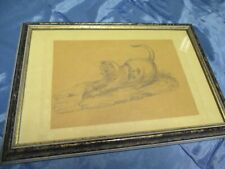 Original  -  Bleistift  -  Zeichnung    40er Jahre  ,  Katze mit Maus , Unikat