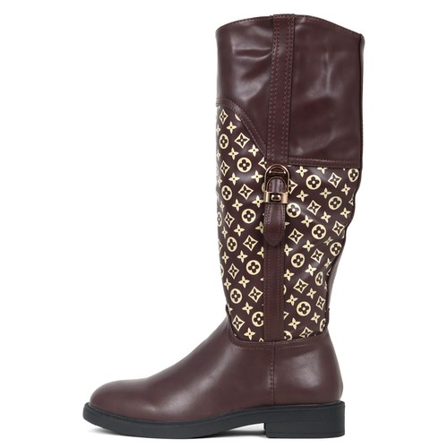 Damen leder kniehohe flache - kniehohe,