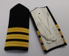 Marineausgabe 3 Bar Gold Spitze Offiziersrang Schulterklappen Mit Leder Rücken