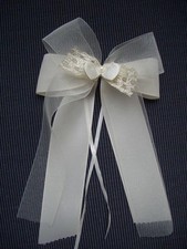 10*Antennenschleifen*Autoschleife*Taft*Spitze*creme*Perle*HOCHZEIT