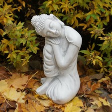 Buddha Tempelwächter  Steinfigur 38 cm 13 kg Grau Weißbeton frostsicher