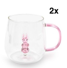 2x Glas Tassen Hasen Tasse