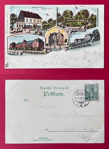 Litho wunstorf 1902 bahnhof - ak,