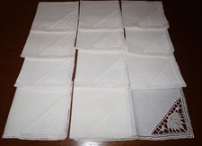 12 schöne Leinen Servietten-Handarbeit-Spitze-Point de Venise?-Stoffservietten