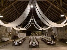 Hochzeitsdeko Stoffbahnen Lichterketten LocationDekoration LED Baldachin