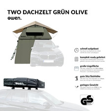 Dachzelt Autodachzelt OWEN® two grün Dach Zelt für Auto 143 x 243 x 130 cm