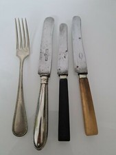 ANTIKE GOWE MESSER + GABEL ALPACCA 1900 Besteck + ZWEI MESSER VONBROSY 