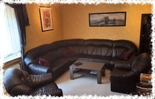 Vintage Ledercouch Polstergarnitur Echtleder Couch Sofa 2x2-Sitzer+Rundeck