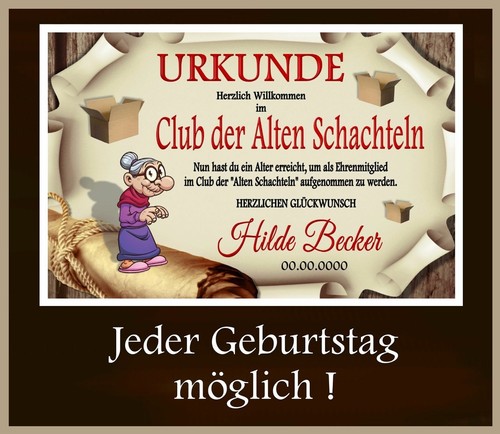 Urkunde club der alten - urkunde,