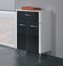 RESTPOSTEN Pelipal Badmöbel > LEONA > Unterschrank 53 cm, Glas Schwarz / weiß 