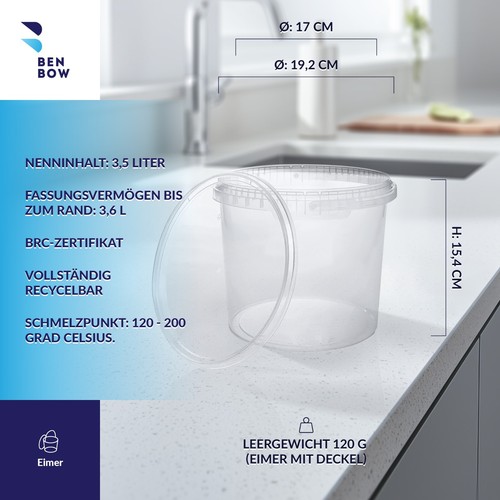 Eimer mit deckel 1 3 - mit, 0,6