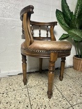 Antik Schreibtischstuhl  stuhl England um 1900 Captain Chair Eiche Chesterfield