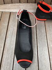 Arche 39 Ballerina Schwarz Orange Nubuk Peeptoe