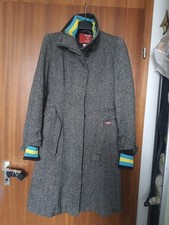 Khujo 38 M 36 S Grau Retro Parka Mantel Übergangsmantel Tailliert Wollmantel 