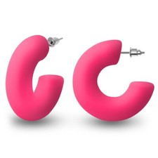 Kunststoff Creolen Ohrstecker Ohrringe blau pink rot weiß schwarz gelb mint 