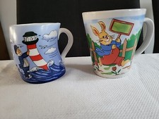 2 Becher mit Henkel, Amsel Hamburg,9,5 cm und 10,5 cm hoch