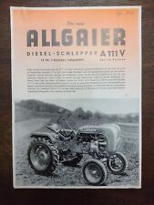 Original Allgaier A111 V Schlepper Prospekt - Traktor Verkaufsprospekt von 1955
