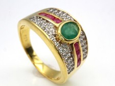 GOLDJUNGE69 * HARRY IVENS IV EDELSTEIN RING (19)SAMBIA SMARAGD & RUBIN 925er SIL