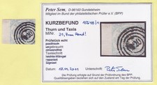 ## AD Thurn & Taxis MiNr 21 BOGENRAND gest. , BPP - BEFUND , DEKORATIV ##