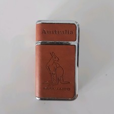 Sturmfeuerzeug mit Jet Flamme, Australien , Lederbezug mit Känguru