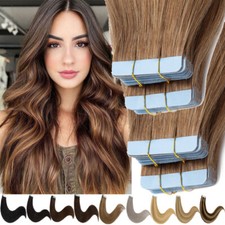 Dick Skin Wefts Tape In Remy Echthaar Extensions Remy Haarverlängerung Braun