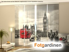 Fotogardinen Retro-London, Schiebevorhang Schiebegardinen 3D Fotodruck, auf Maß