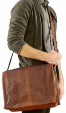 Umhängetasche Herren Neu Reise Schulter Ziege Aktentasche Braun Handarbeit Vi...