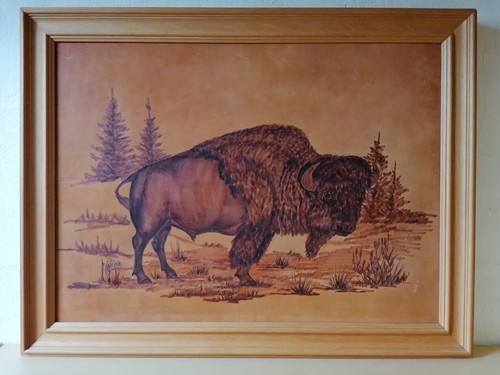 Großes rustikales lederbild - großes,