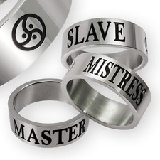Edelstahl Finger-Ring Master Sklave Mistress Bandring BDSM Triskele schwarz