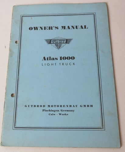 Owner manual atlas 1000 - owner`s,