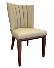 SIX Design Esszimmerstuhl Dick Leder Büro Küche Gastro Fenci Creme Sand Nussbaum