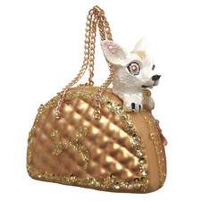 Chihuahua Hund Handtasche Weihnachtsbaumkugel Glas Christbaumschmuck Weihnachten