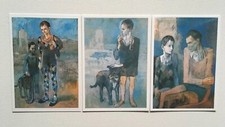 3 Postkarten, Kind mit Hund/ 2 Akrobaten, Harlekin, Pablo Picasso, Set, Neu