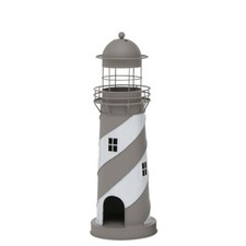 Laterne LONG ISLAND grau braun weiß Leuchtturm Windlicht Metall H48cm maritim