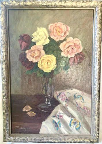 Antikes öl gemälde blumen - Öl,