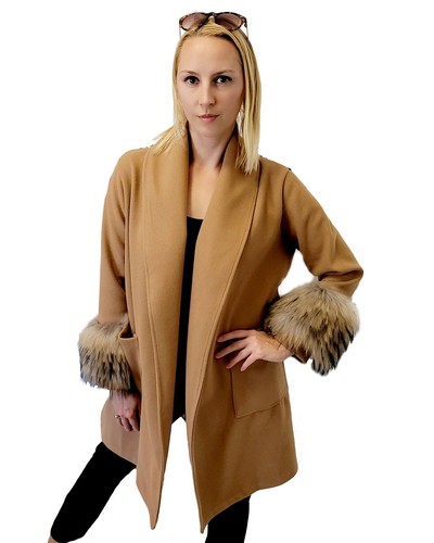 Damen mantel mit manschetten - mit,
