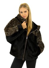 Leoparden Look Kunstpelz Jacke Faux Fur Jacke Webpelz Jacke Kunstfell Leo Print