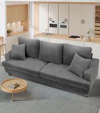Großes 3-Sitzer Kordsofa mit 2 Nackenrollen Zuhause Zimmer Liegestuhl Couch Sofa