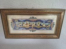 Persische Miniaturmalerei im Mosaikrahmen B 42 cm H 22 cm sehr Schön Anzusehen
