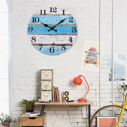Blaue wanduhr mit holzrahmen - wanduhr,