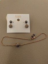 Fossil Set Armband Ohrstecker Rosa Gold Damen Schmuck