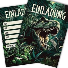 10x einladungskarten dino - 10x,